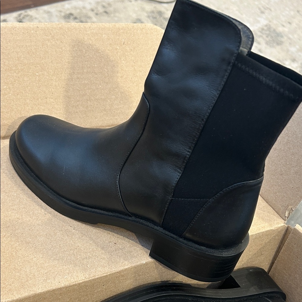 Stuart Weitzman Black Leather Ankle Boots